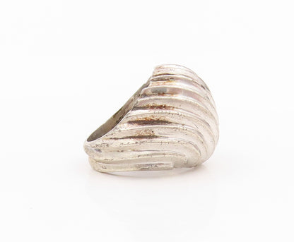925 Sterling Silver Vintage Ring Domed Designer Grooved  Sz 3  RG31789