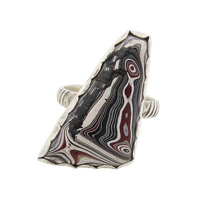 STONE COOPER 925 Silver  Vintage Rare Motor Agate Cocktail Ring Sz 9  RG16013