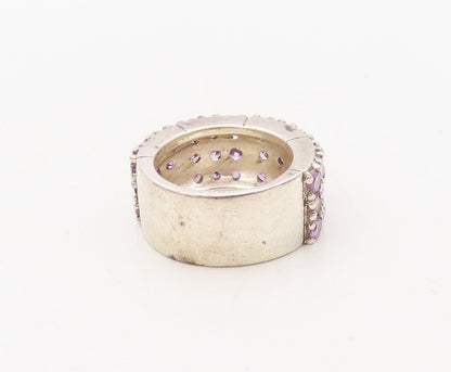 925 Sterling Silver Vintage Ring Solid Round Cut Amethyst Bands  Sz 7  RG31093