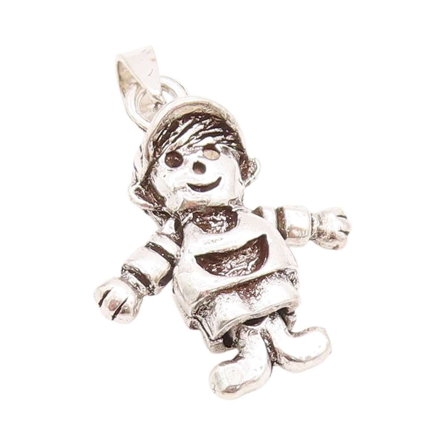925 Sterling Silver Vintage Pendant Mini Happy Boy Charm Moves  PT24434
