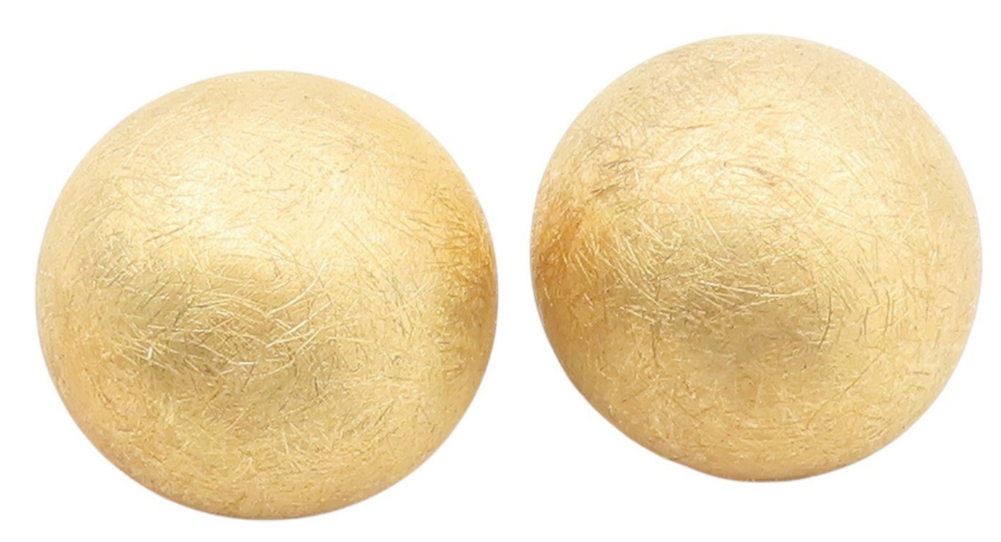 925 Sterling Silver Vintage Earrings Gold Plated Classic Textured Sphere EG13885
