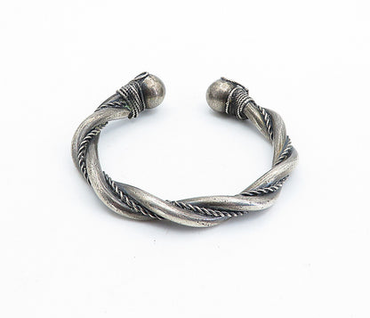 925 Sterling Silver  Vintage Antique Oxidized Rope Twist Cuff Bracelet  BT2672