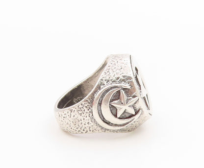 925 Sterling Silver Vintage Ring Solid Celestial Star & Moon Band  Sz 8  RG36095