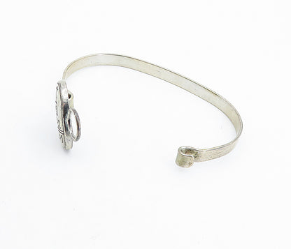 I.M.P.R 925 Sterling Silver   Vintage Etched Writing Cuff Bracelet  BT3249