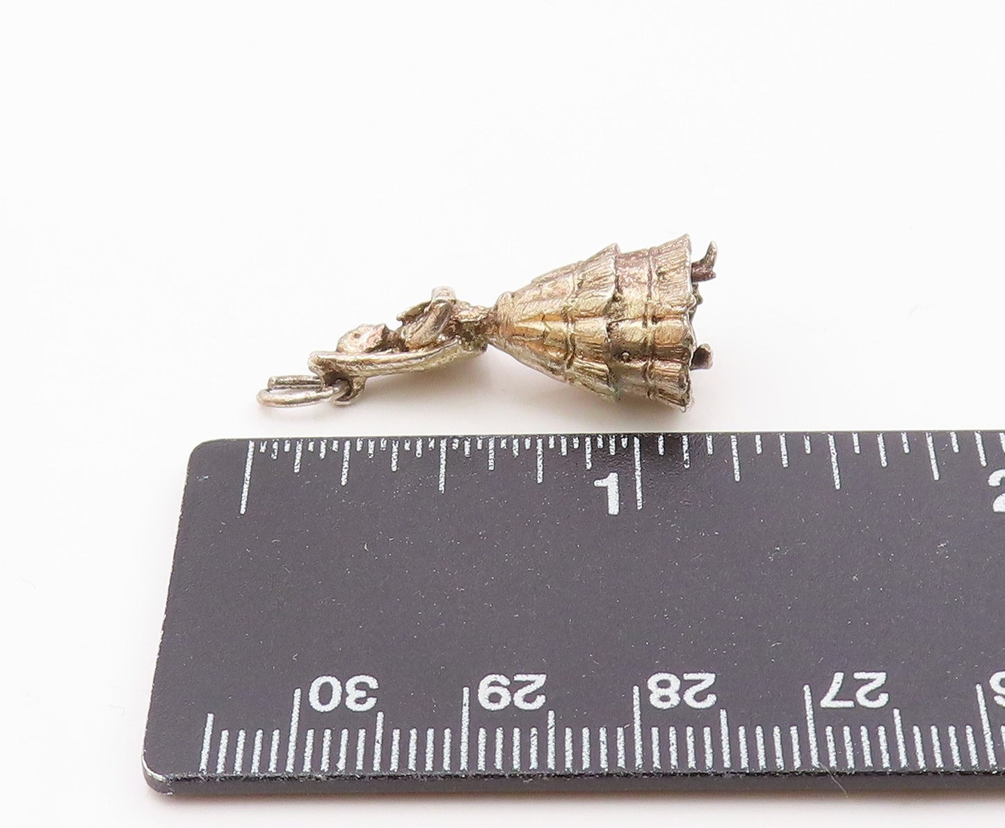 925 Sterling Silver  Vintage Sculpted Lady With Folding Fan Pendant  PT21133