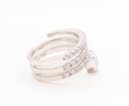 925 Sterling Silver Vintage Ring CZ Spiral Coil Love Heart Band  Sz 7  RG35930