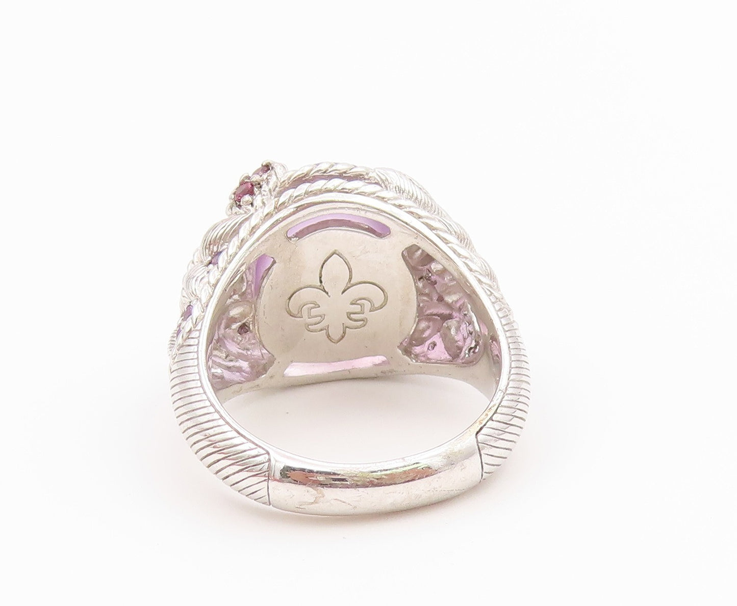 925 Sterling Silver Vintage Ring JUDITH RIPKA Rose Quartz Band  Sz 8  RG36428