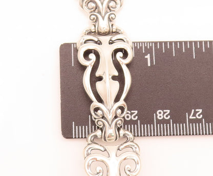 CAROLYN POLLACK 925 Silver Vintage Swirly Stencil Cutout Link Bracelet BT10025