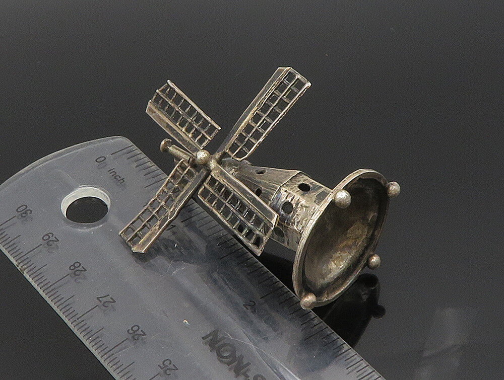 925 Sterling Silver  Vintage Hollow Windmill Trinket (SPINS)  TR3277
