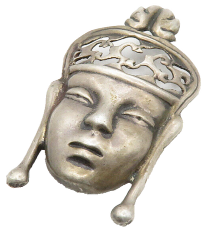 925 Sterling Silver  Vintage Antique Dark Tone Sculpted Face Brooch Pin BP5024
