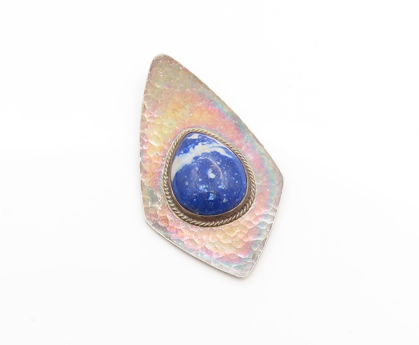 925 Sterling Silver Vintage Pendant Antique Cabochon Blue Gemstone  PT24258