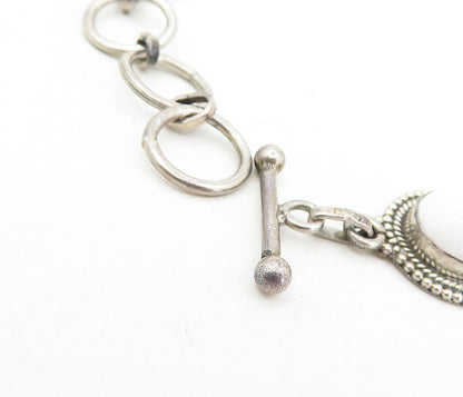 925 Sterling Silver  Vintage Agate & Blue Topaz Twist Chain Bracelet  BT3797