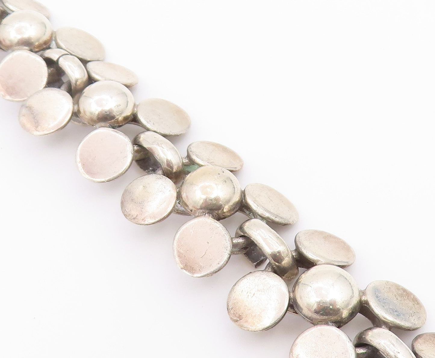 925 Sterling Silver Vintage Bracelet MEXICO Modernist Geometric Link  BT12202