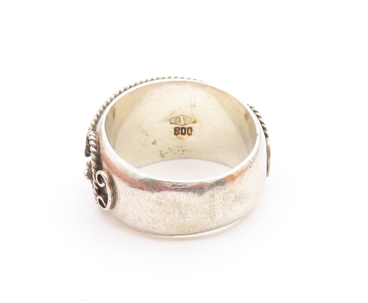 DESIGNER 925 Silver Vintage Rope Twist Swirl Detail Band Ring  Sz 7  RG13161