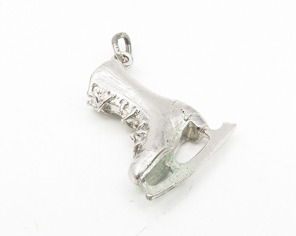 925 Sterling Silver  Vintage Shiny Petite Ice Skate Drop Pendant  PT8230