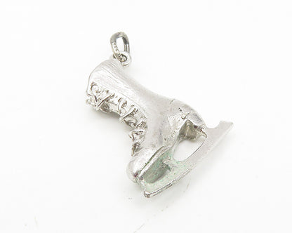 925 Sterling Silver  Vintage Shiny Petite Ice Skate Drop Pendant  PT8230