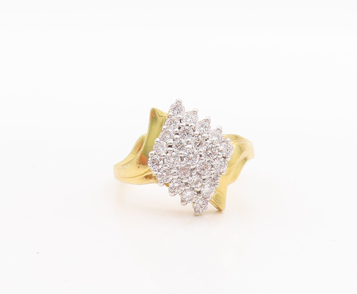 925 Sterling Silver Vintage Ring Gold Plated Designer CZ Inlay  Sz 11  RG28831
