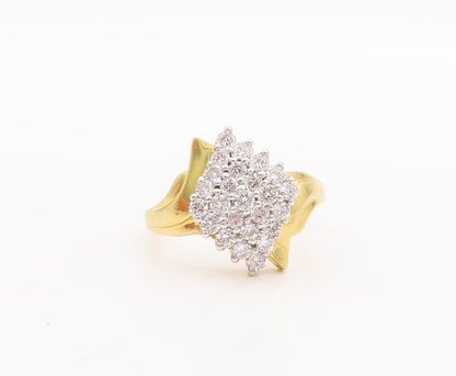 925 Sterling Silver Vintage Ring Gold Plated Designer CZ Inlay  Sz 11  RG28831