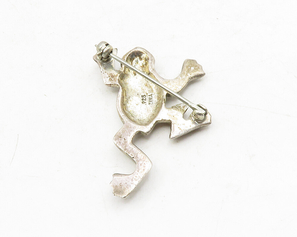 ZINA 925 Sterling Silver  Vintage Smooth Frog Animal Brooch Pin  BP4644