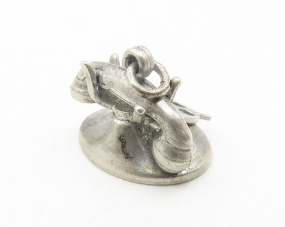 925 Sterling Silver  Vintage Old Fashioned Telephone Pendant (ROTATES)  PT9355