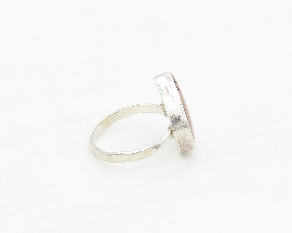 JENNIFER BEGAY NAVAJO 925 Silver  Vintage Agate Cocktail Ring Sz 7  RG17396