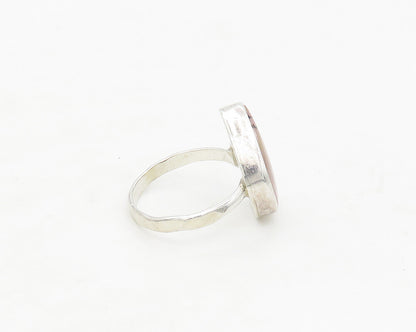 JENNIFER BEGAY NAVAJO 925 Silver  Vintage Agate Cocktail Ring Sz 7  RG17396
