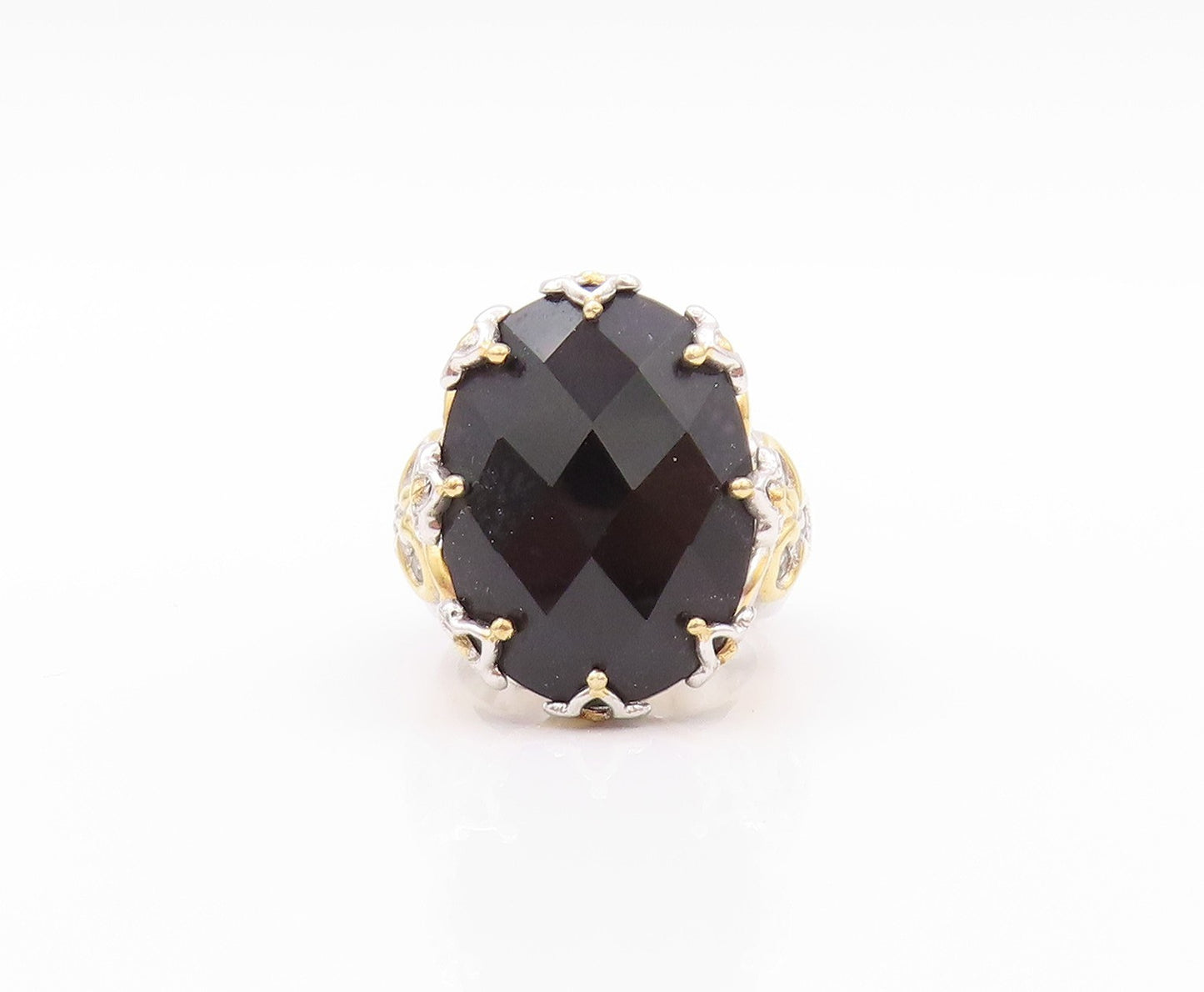 925 Sterling Silver Vintage Ring MICHAEL VALITUTTI Faceted Onyx  Sz 5  RG32414
