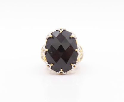 925 Sterling Silver Vintage Ring MICHAEL VALITUTTI Faceted Onyx  Sz 5  RG32414