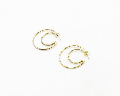 925 Sterling Silver  Vintage Shiny Gold Plated Split Hoop Earrings  EG9656