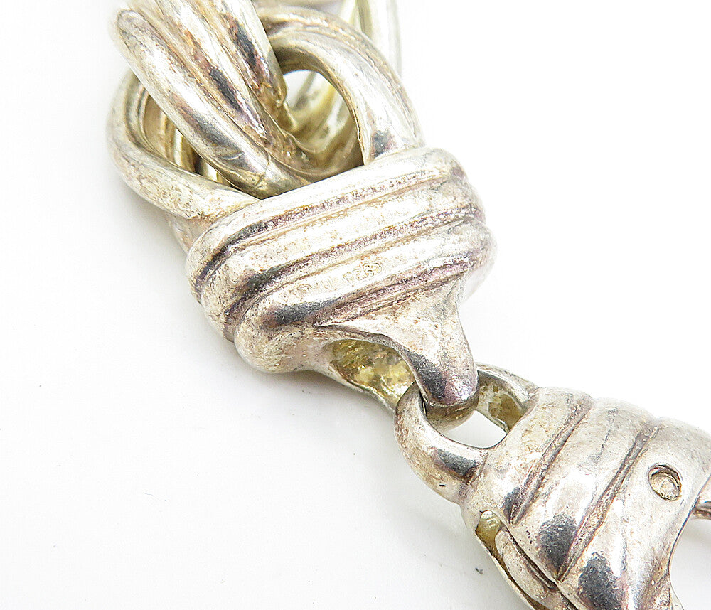 925 Sterling Silver  Vintage Chunky Fluted Swirl Link Chain Bracelet  BT2858