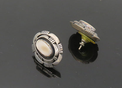 L.M. NEZ NAVAJO 925 Silver  Vintage Mother Of Pearl Drop Earrings  EG10104