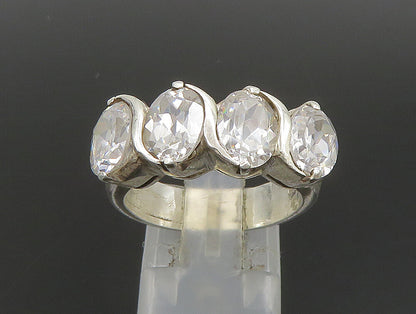 925 Sterling Silver  Vintage Four Stone Cubic Zirconia Ring Sz 7  RG24255
