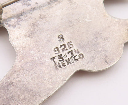 MEXICO 925 Sterling Silver  Vintage Cowboy Boot & Hat Motif Brooch Pin  BP8986