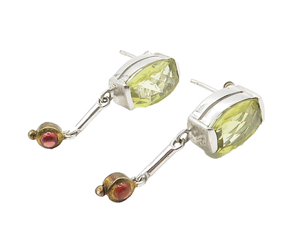 925 Sterling Silver Multi Color Topaz Shiny Linked Drop Earrings EG8217