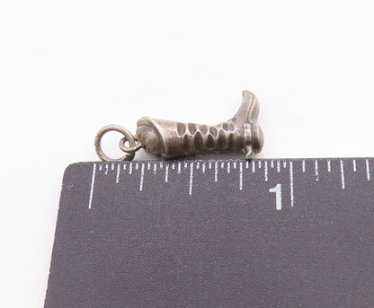 925 Sterling Silver Vintage Pendant Antique Dark Tone Winter Boot Charm  PT24633