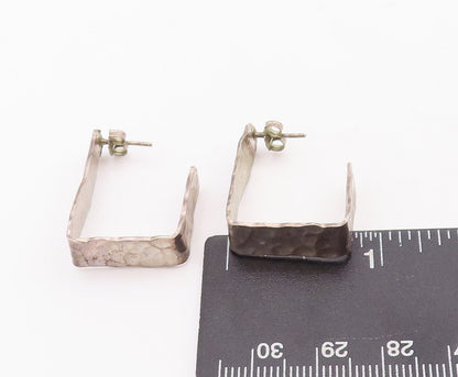 925 Sterling Silver Vintage Earrings Bubble Effect Open Square Hoops  EG13138