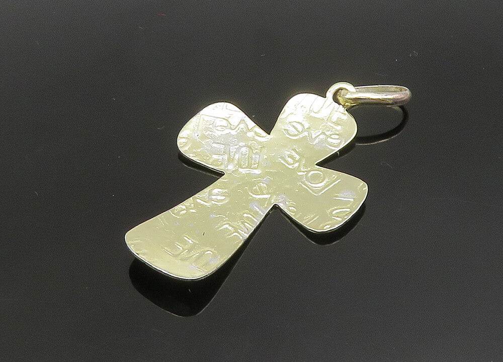 925 Sterling Silver  Vintage Love Etched Religious Cross Pendant  PT19292