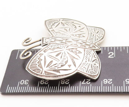925 Sterling Silver Vintage Brooch Pin Solid Carved Happy Butterfly  BP11396