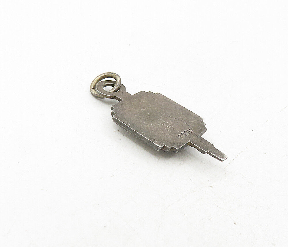 925 Sterling Silver  Vintage Antique Enamel Coated Oxidized Pendant  PT6717