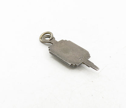 925 Sterling Silver  Vintage Antique Enamel Coated Oxidized Pendant  PT6717
