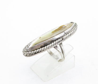NAVAJO 925 Sterling Silver Vintage Abalone Twist Cocktail Ring Sz 4.5 RG4667