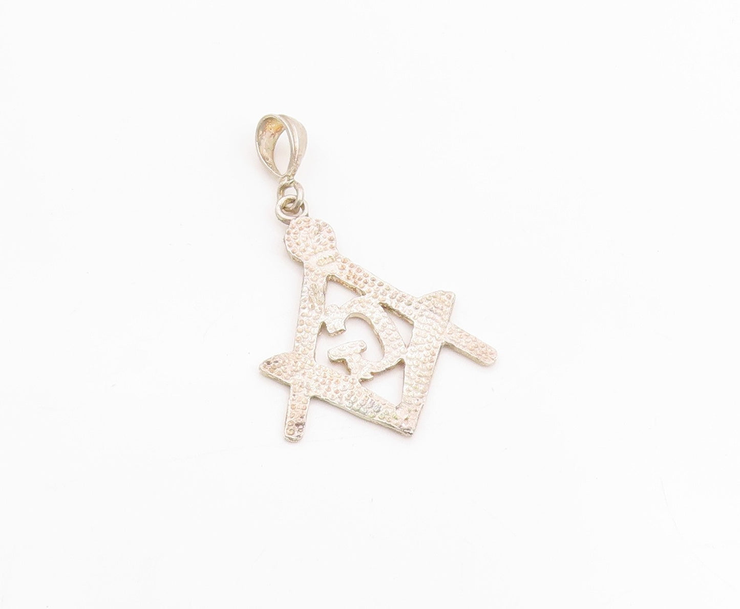 925 Sterling Silver Vintage Pendant FREEMASON Masonic G Square Symbol  PT25152