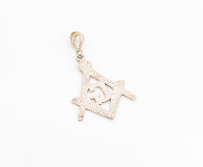 925 Sterling Silver Vintage Pendant FREEMASON Masonic G Square Symbol  PT25152