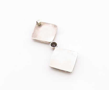 925 Sterling Silver  Vintage White Druzy Stone & Hematite Pendant  PT14295