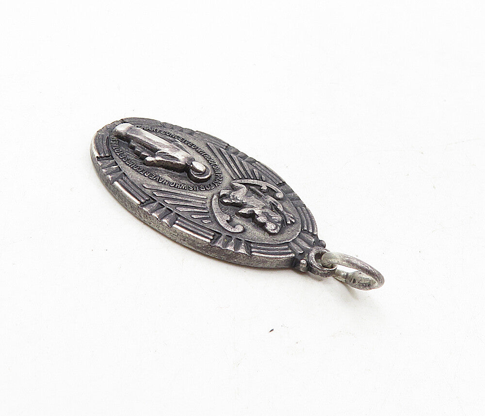 925 Sterling Silver  Vintage Antique Oxidized Religious Figure Pendant  PT6989