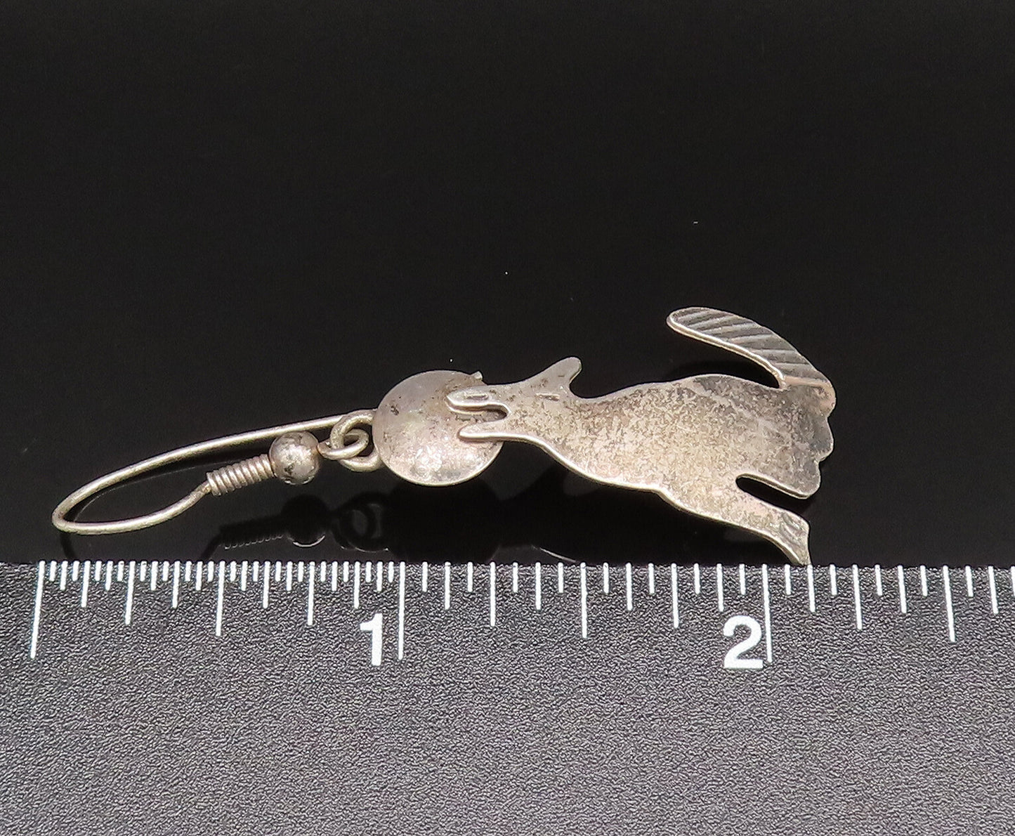 F. RAMONE NAVAJO 925 Silver  Vintage Howling Wolf & Moon Earrings  EG11904