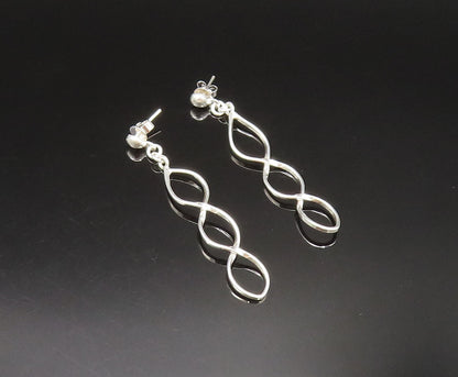 925 Sterling Silver  Vintage Polished Open Twist Dangle Earrings  EG11719