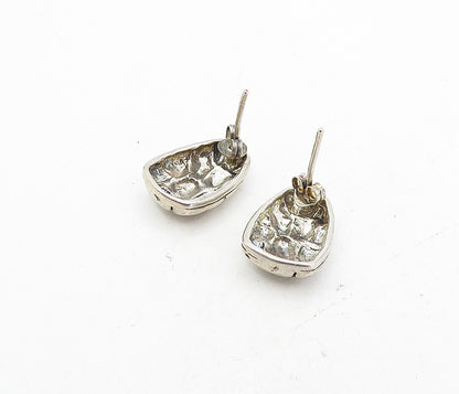 925 Sterling Silver  Vintage Shiny Petite Cobble Pattern Drop Earrings  EG4202