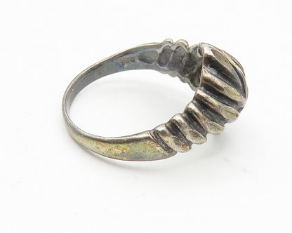 925 Sterling Silver  Vintage Oxidized Chiseled Dome Band Ring Sz 7  RG10917