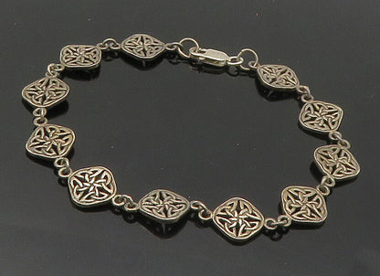 PETER STONE 925 Sterling Silver  Vintage Celtic Knot Chain Bracelet  BT6503